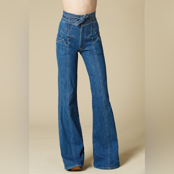 Stoned Immaculate Retro 70s High Tie Waist Flare Super Star Jean Sz 28” NWT ⭐️